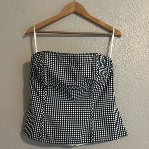 Gingham print corset top with boning for structure